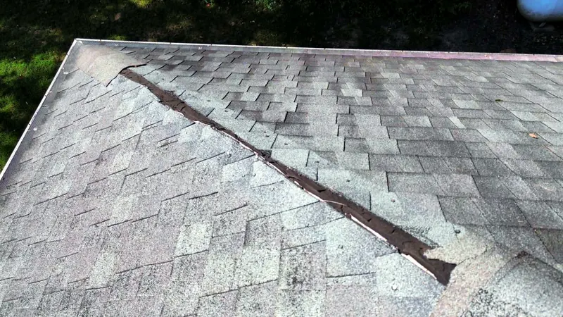 Close-up of the worn, damaged ridge before the job
