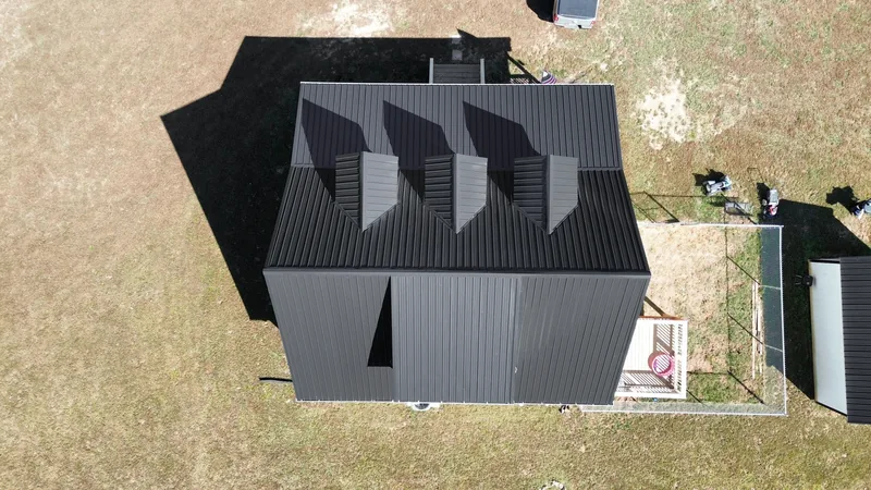 Straight down from the drone: clean, even panel lines across the whole roof